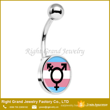 316L Surgical Steel International Transgender Flag Navel Button Ring Piercing